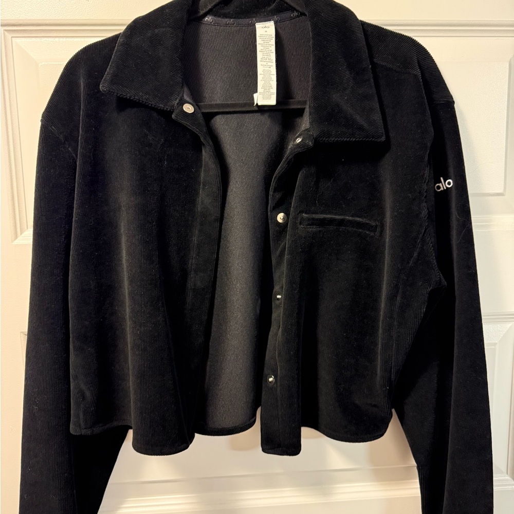 ALO cropped soft velvet sweater